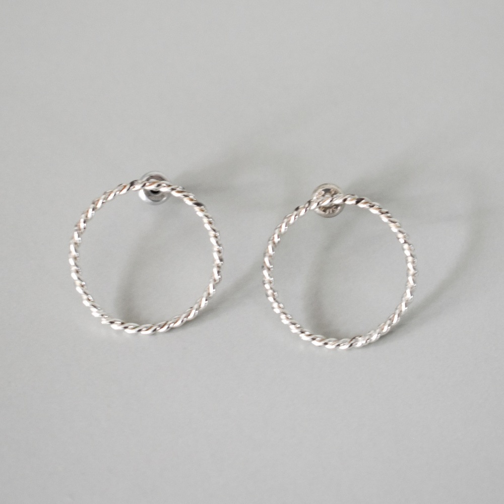 Silver Hoop Stud Earrings